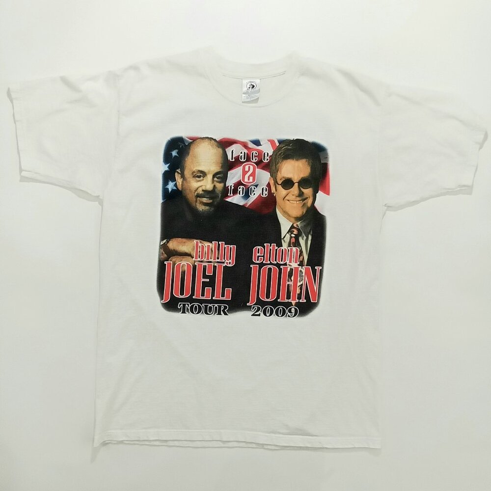 Vintage Y2K Billy Joel & Elton John Face 2 Face Tour T Shirt Size:L
